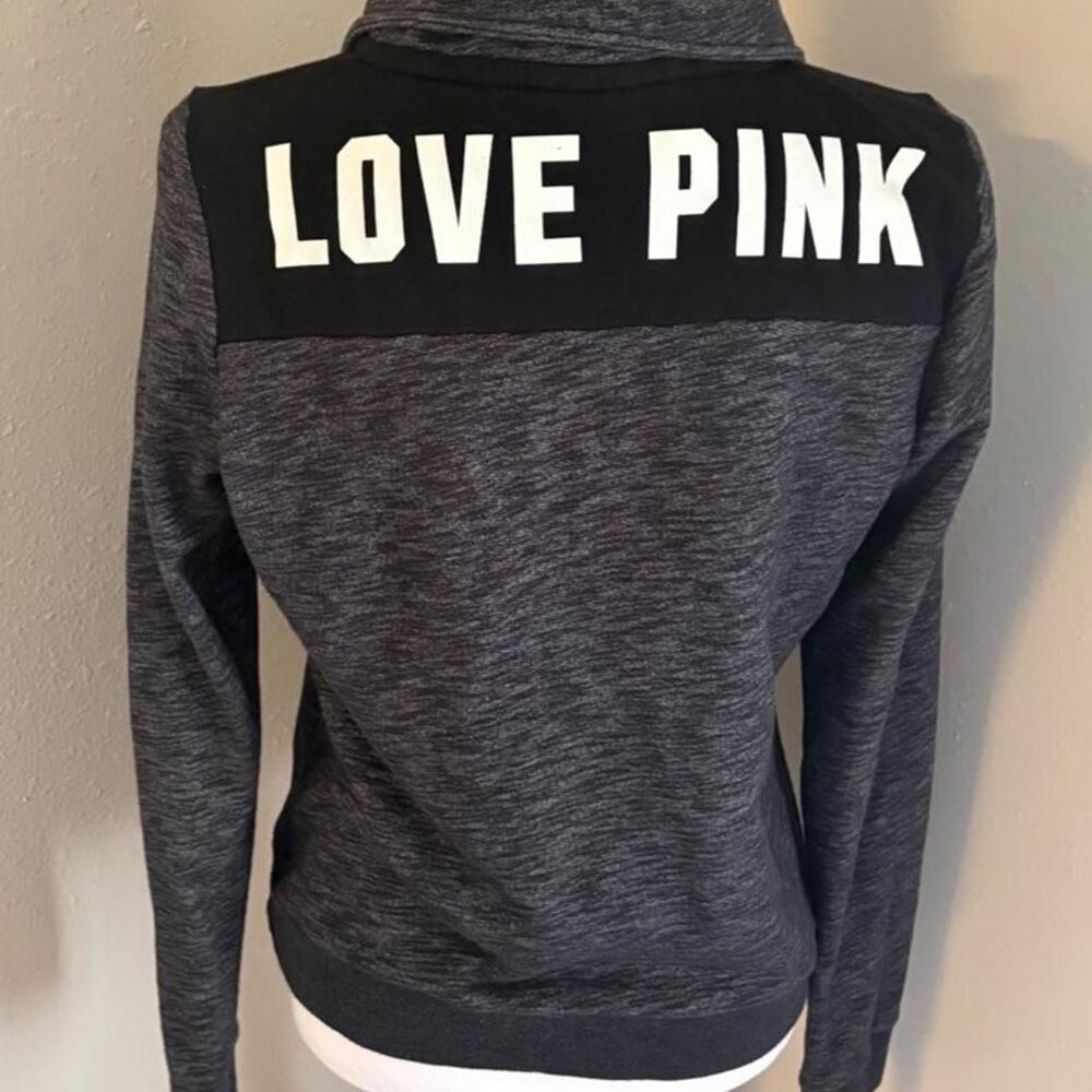 y2k Victoria's Secret PINK gray & black quarter zip sweatshirt